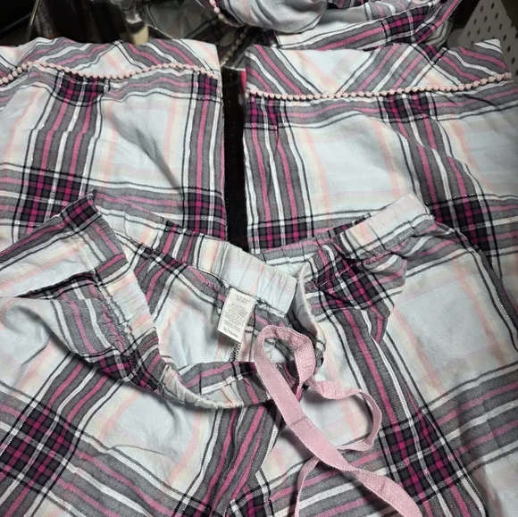 Victoria's Secret Plaid Pajama Set - Pink and Gray - Picture 5 of 5